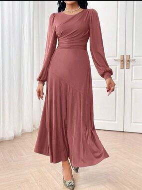 SHEIN Dusty Rose Long Sleeve Maxi Dress